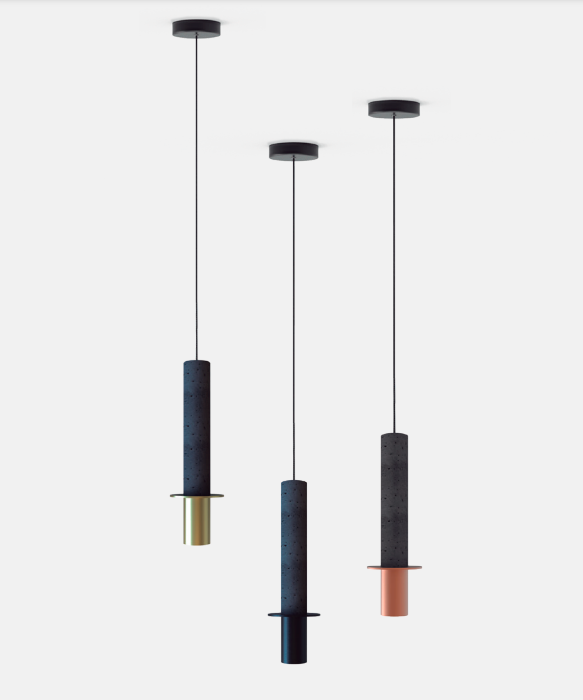 Czarna betonowa tuba Rita z brązowym pierścieniem