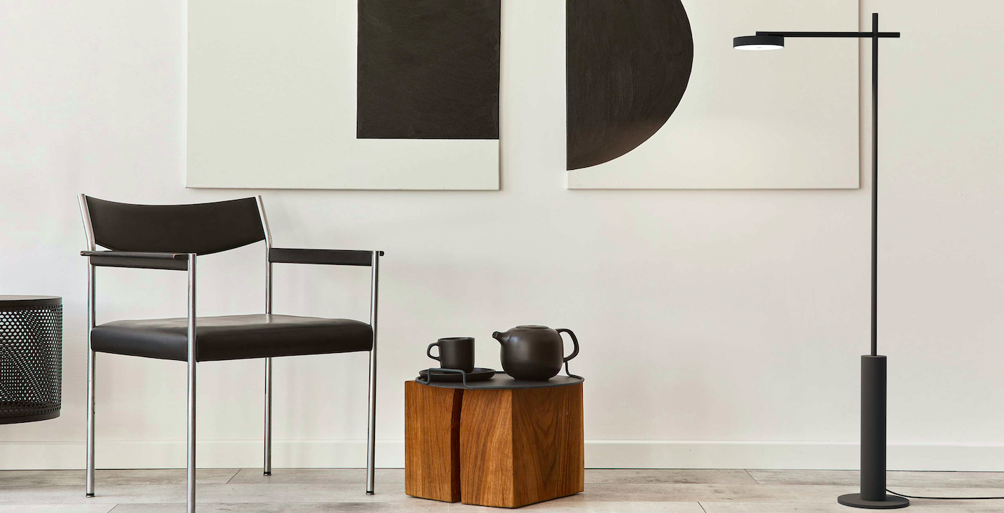 Czarna nowoczesna lampa podłogowa LED Rafaela by Robin