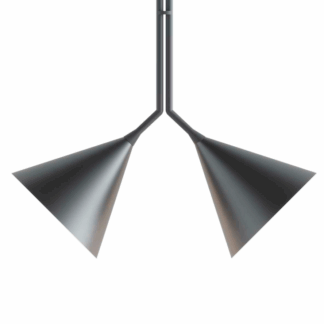 Nowoczesna wisząca lampa Rubi Duo z dwoma stożkowymi kloszami od Robin