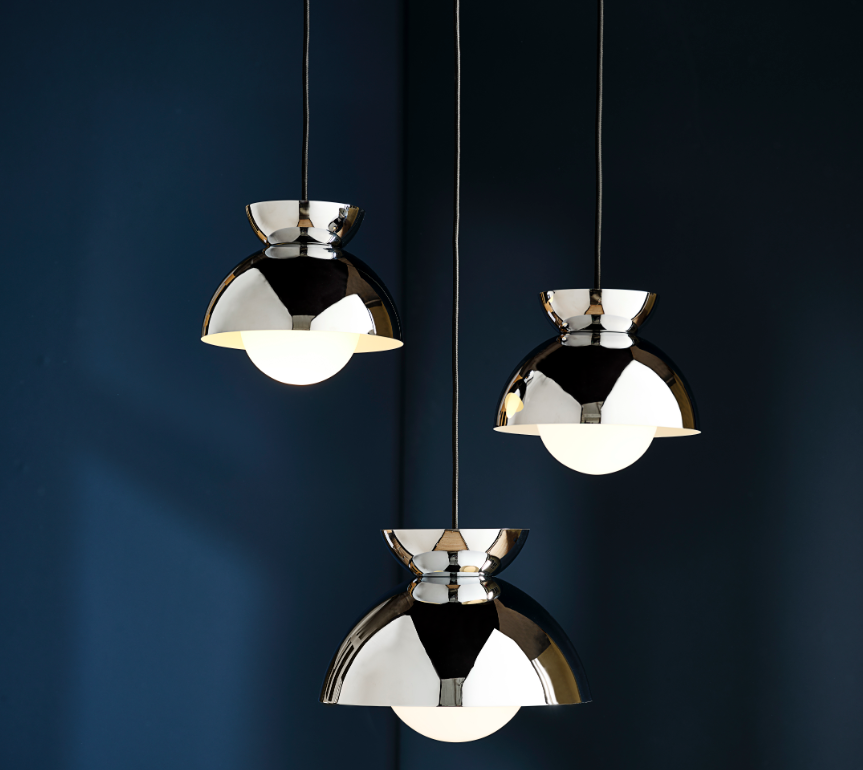 Stylowa wisząca lampa Butterfly 29 w srebrnym kolorze od Frandsen