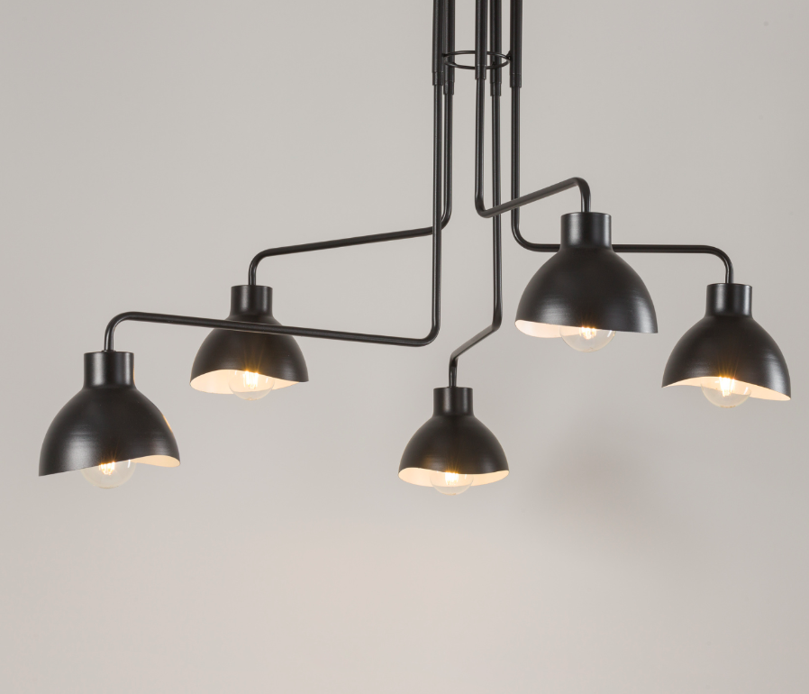 Nowoczesna i duża lampa wisząca Etherea z pięcioma punktami świetlnymi w stylu loftowym