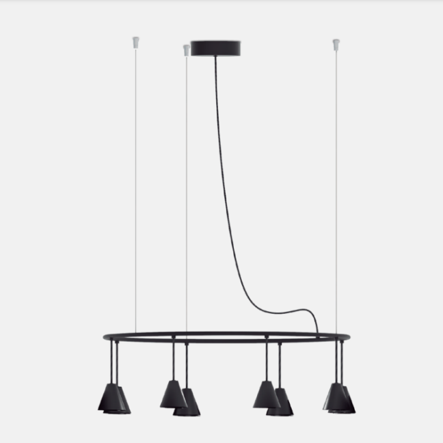 Nowoczesna lampa wisząca Rimini Dangle 80 LED z eleganckimi stożkowymi kloszami