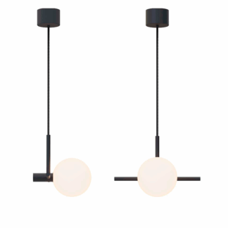 Elegancka wisząca lampa Roxanne Duo z poziomą czarną rurką