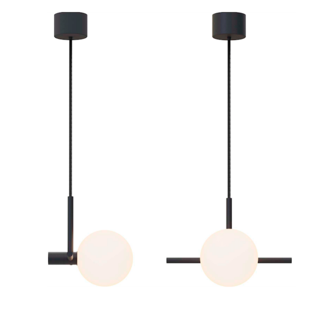 Elegancka wisząca lampa Roxanne Duo z poziomą czarną rurką