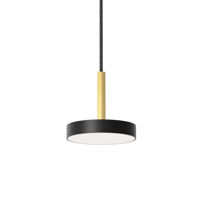 Czarno-złota, płaska lampa wisząca Rafaela Mono LED