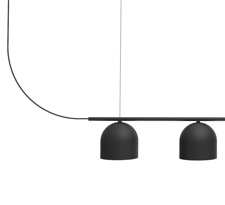 Czarna, podłużna lampa wisząca Rio 5 na listwie od Robin