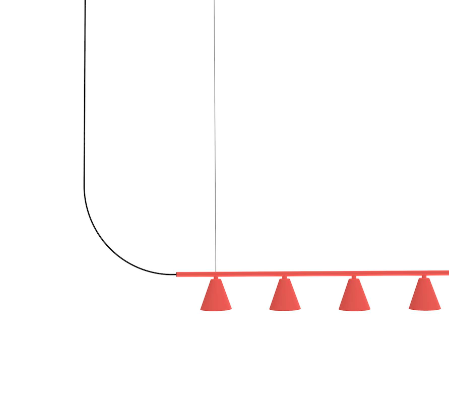 Podłużna lampa wisząca Rimini LED w kolorze terracotta, idealna nad wyspę kuchenną