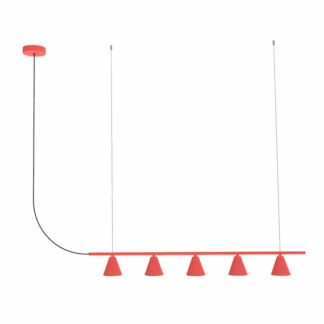 Podłużna lampa wisząca Rimini LED w kolorze terracotta, idealna nad wyspę kuchenną