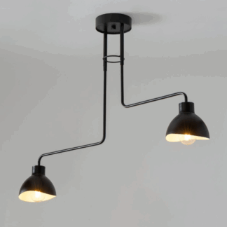 Podwójna czarna lampa sufitowa Etherea z dwoma regulowanymi ramionami