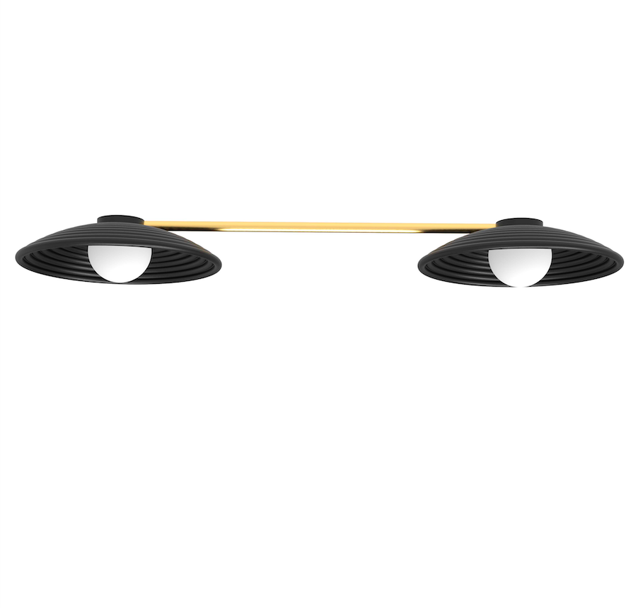 Stylowy podwójny kinkiet oraz plafon Randa Duo w czarno-złotym wydaniu