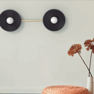 Stylowy podwójny kinkiet / plafon Randa Duo w czarno-złotym wykończeniu