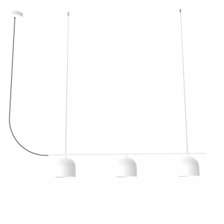 Biała potrójna lampa wisząca Rio 3 do montażu nad wyspą
