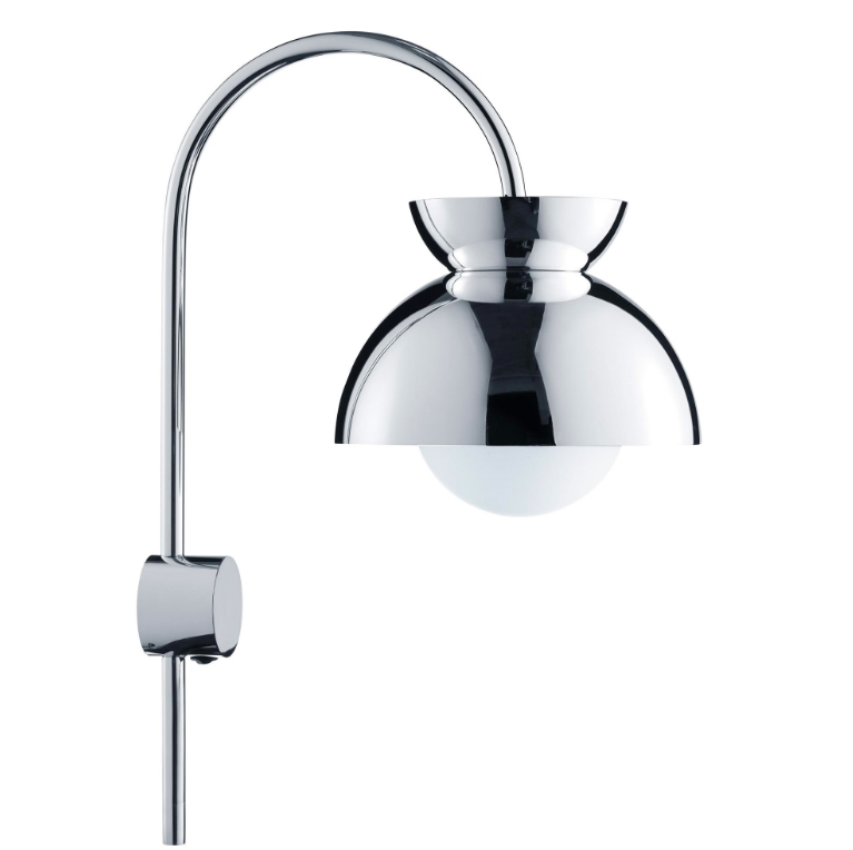 Srebrny kinkiet Butterfly w lśniącym chromowanym wykończeniu