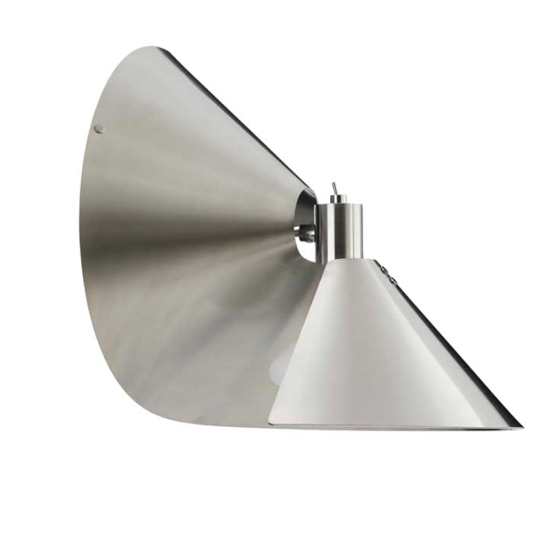 Srebrny kinkiet Peel wykonany z dekoracyjnej stali nierdzewnej