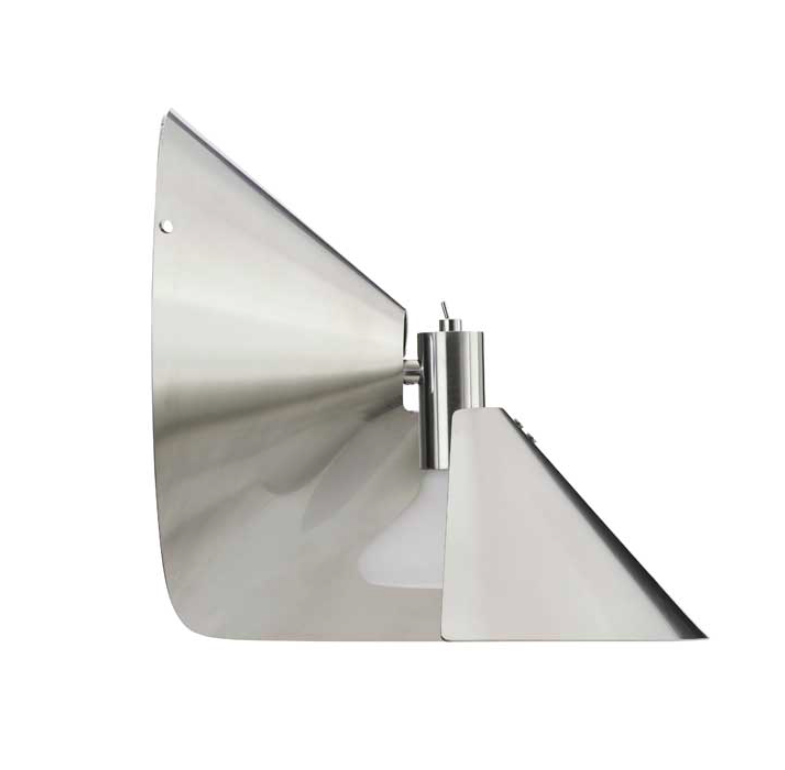 Srebrny kinkiet Peel wykonany z dekoracyjnej stali nierdzewnej