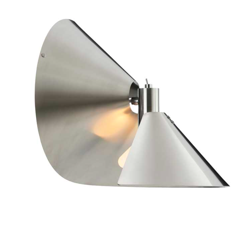 Srebrny kinkiet Peel wykonany z dekoracyjnej stali nierdzewnej