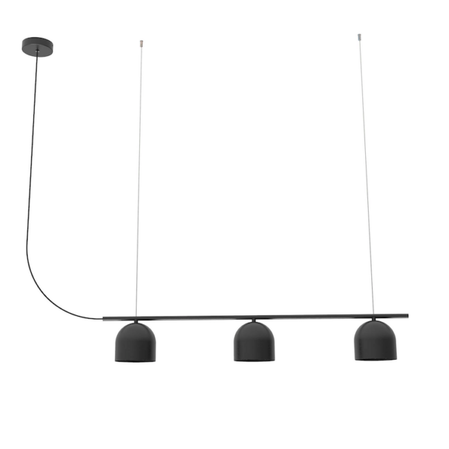 Czarna, szeroka lampa wisząca nad blat Rio 3