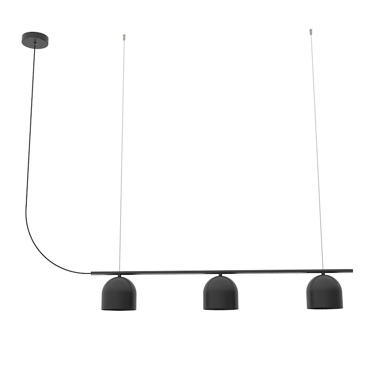 Czarna, szeroka lampa wisząca nad blat Rio 3