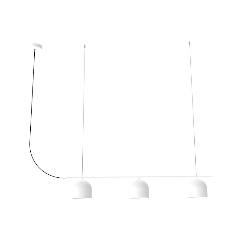 Biała potrójna lampa wisząca Rio 3 do montażu nad wyspą