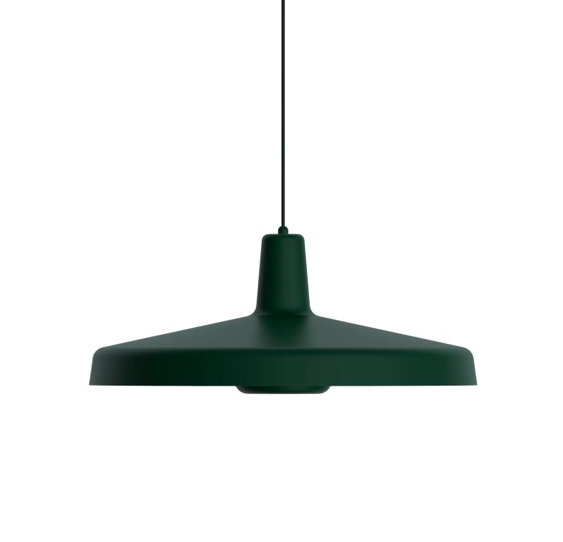 Wisząca lampa Arigato Large w zielonym kolorze z płaskim kloszem