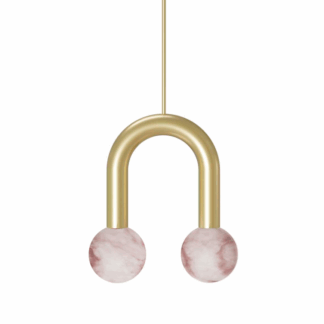 Złota wisząca lampa Rigoberta Super Curved z alabastrowymi kloszami