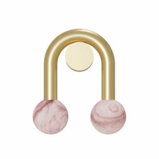 Złoty łukowaty kinkiet Rigoberta Direct z alabastrowymi kulami