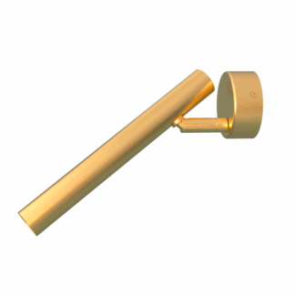 Złoty kinkiet Rui LED o smukłej, obrotowej konstrukcji idealnie sprawdzi się nad łóżkiem w sypialni