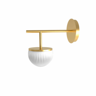 Złoty kinkiet Roi Arm z opalowym kloszem Robin