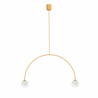 Żółta, łukowata lampa wisząca Riga 80 Robin