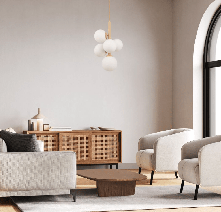 Beżowa elegancka lampa wisząca Brassia 5 - matowa