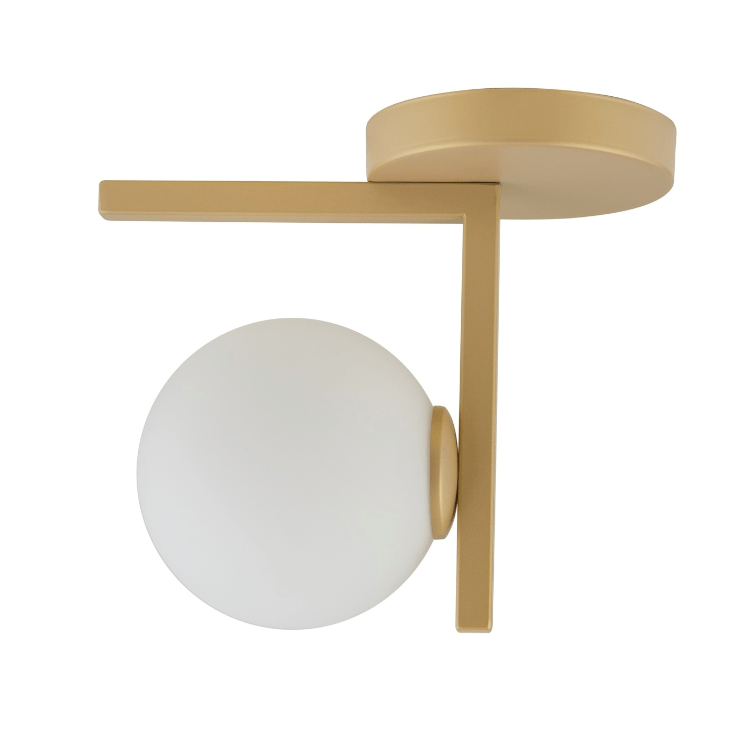 Beżowa kula plafon Solvra z metalu i szkła