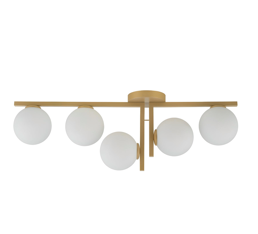 Beżowa, podłużna lampa sufitowa Solvra 5