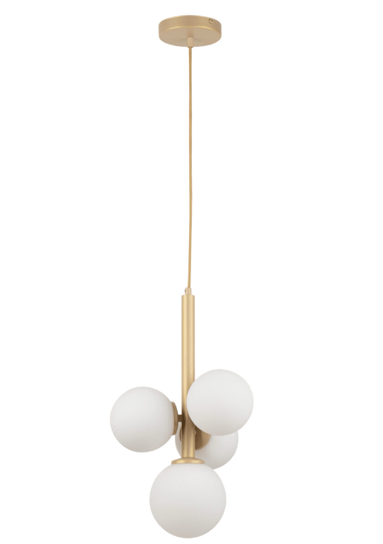 Beżowo-złota lampa wisząca Brassia - 4 szklane kule