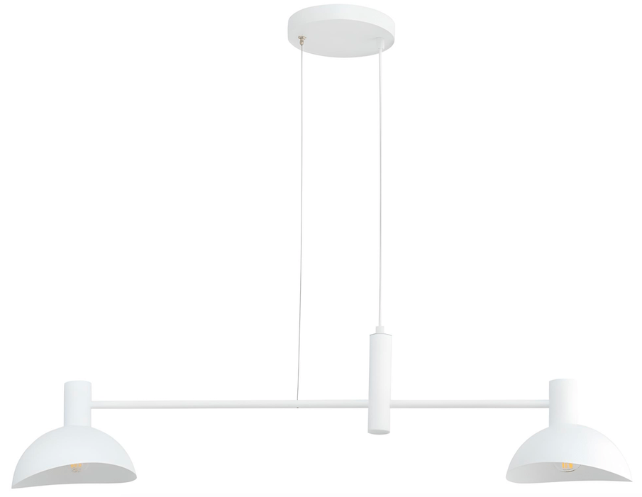 Biała, dwupunktowa lampa wisząca Skylim 2 w stylu skandynawskim