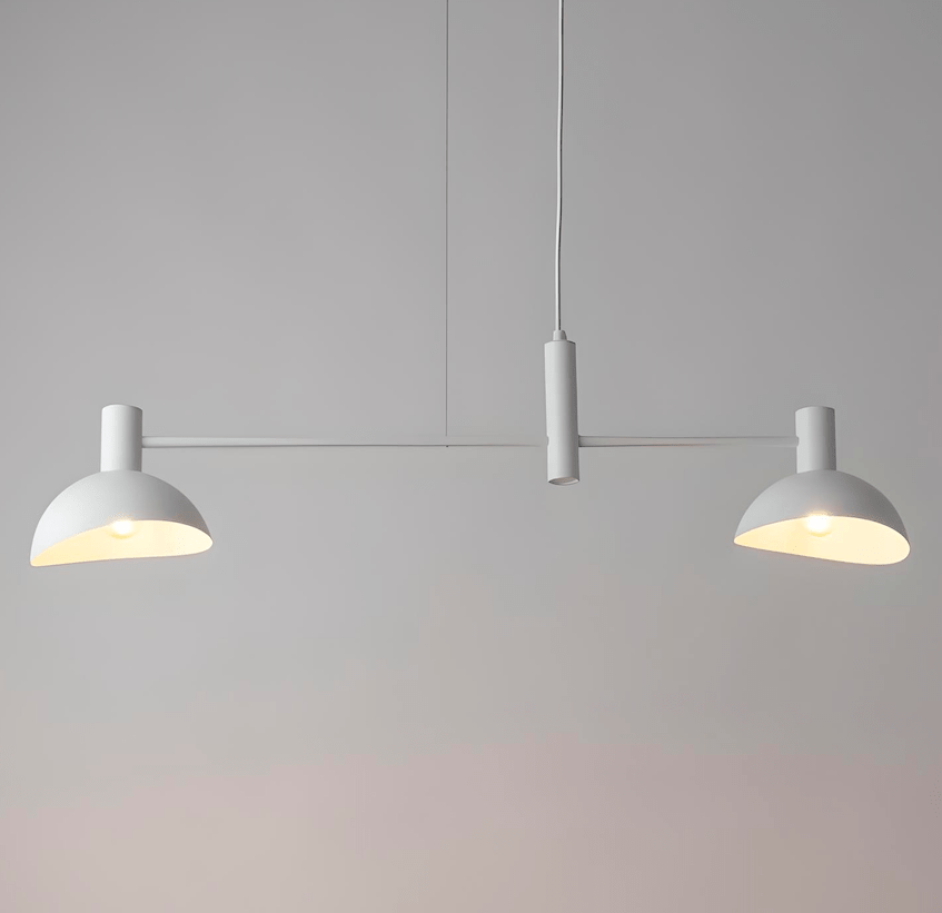 Biała, dwupunktowa lampa wisząca Skylim 2 w stylu skandynawskim