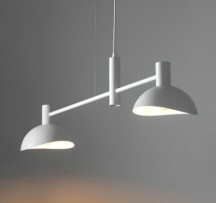 Biała, dwupunktowa lampa wisząca Skylim 2 w stylu skandynawskim