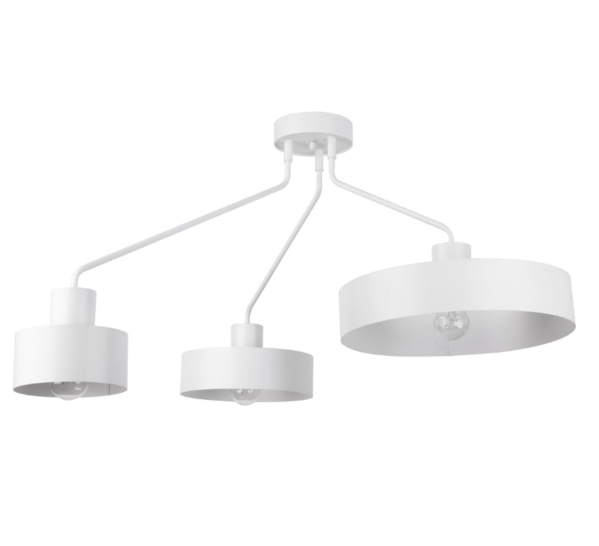 Biała lampa sufitowa Eiffla 3 z trzema ruchomymi kloszami