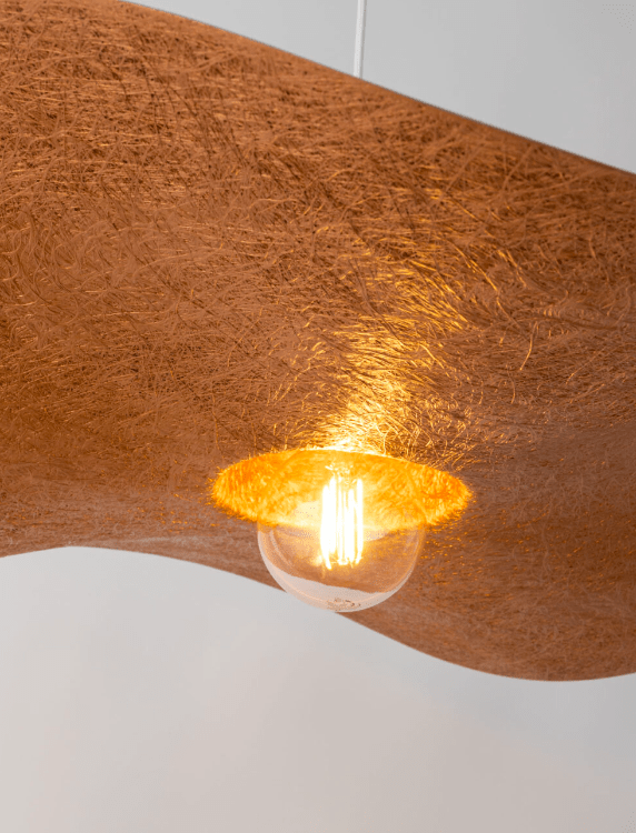 Biała lampa wisząca Viora 76 cm - miedziany spód