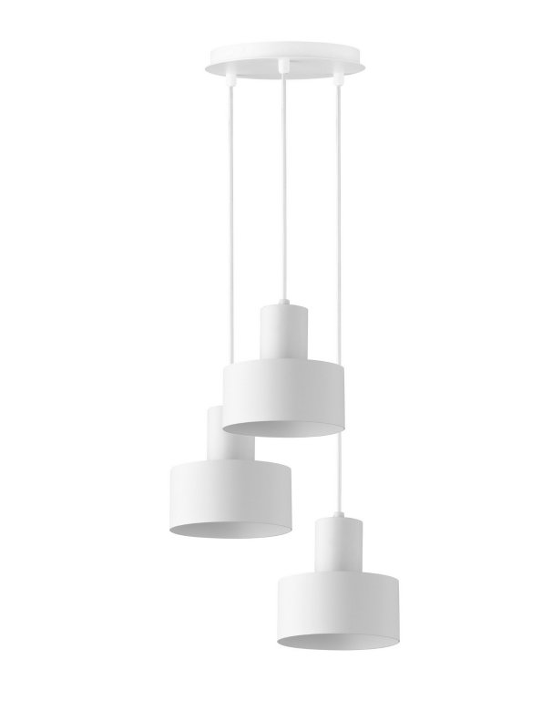 Biała potrójna lampa wisząca Eiffla 33 o okrągłym kształcie