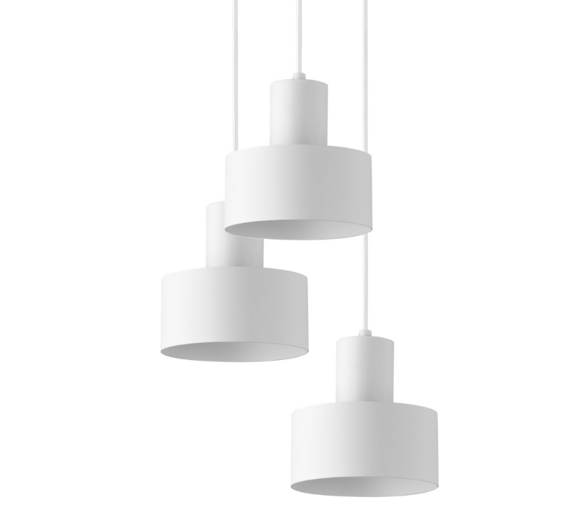 Biała potrójna lampa wisząca Eiffla 33 o okrągłym kształcie