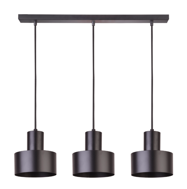 Czarna lampa wisząca Eiffla 3 z trzema źródłami światła na listwie