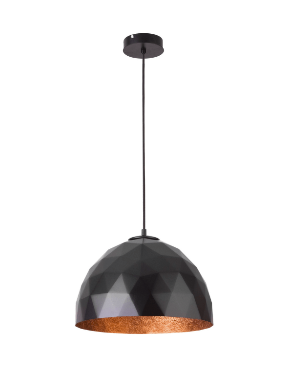 Czarna lampa wisząca nad stolik Fjorska 35 - miedziany środek