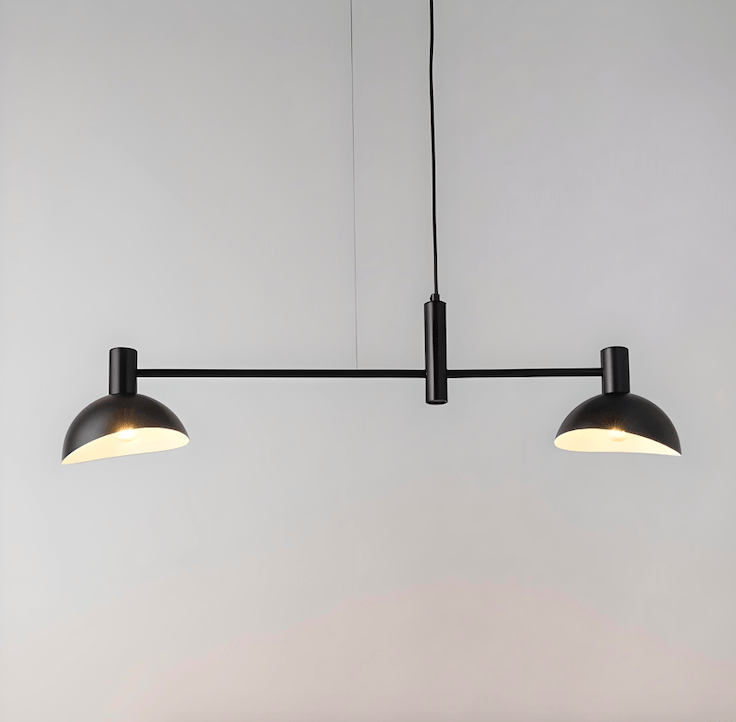 Czarna, skandynawska lampa wisząca Skylim 2 z podwójnym źródłem światła