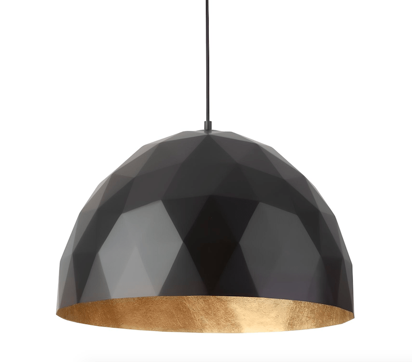 Czarna stylowa lampa wisząca Fjorska 50 z eleganckim złotym wnętrzem