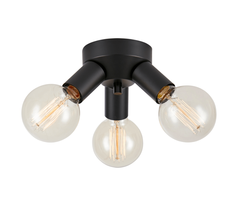 Czarny industrialny plafon Mazzo na trzy żarówki Edison