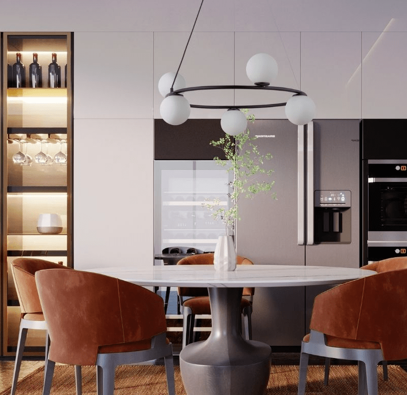 Czarny okrągły żyrandol do salonu Glowspire 70 - białe kule