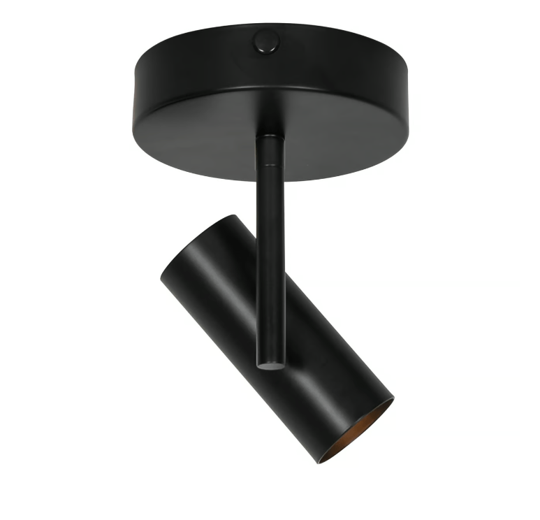 Czarny sufitowy reflektorek Jerome z ruchomą tubą