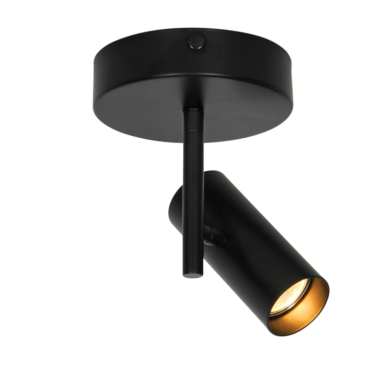 Czarny sufitowy reflektorek Jerome z ruchomą tubą