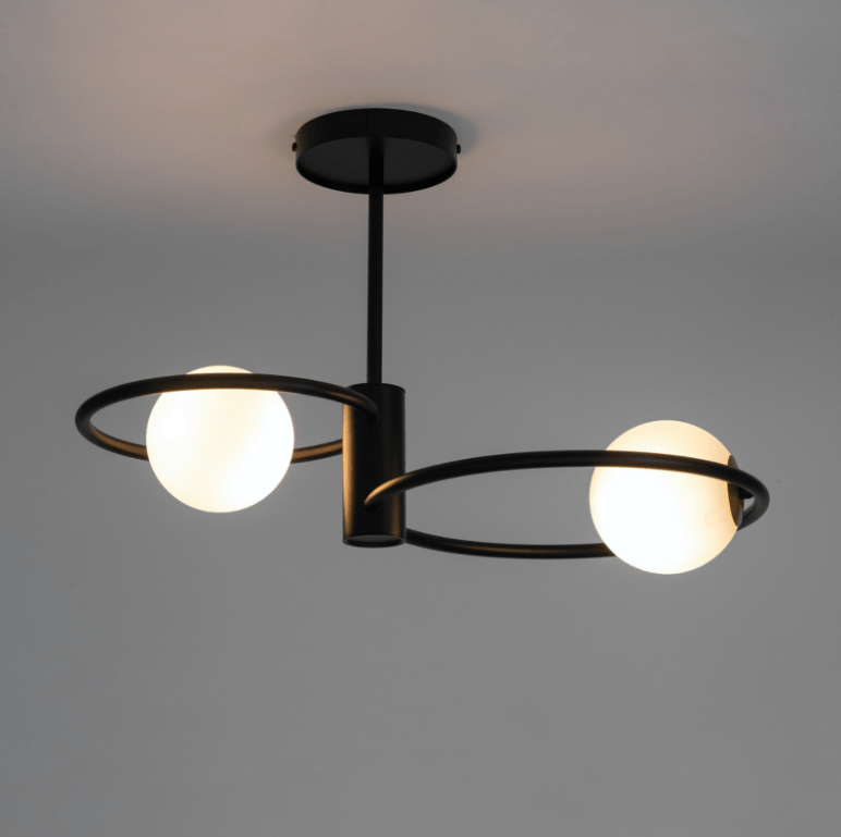 Czarny żyrandol do kuchni Aurika 2 - szklane kule