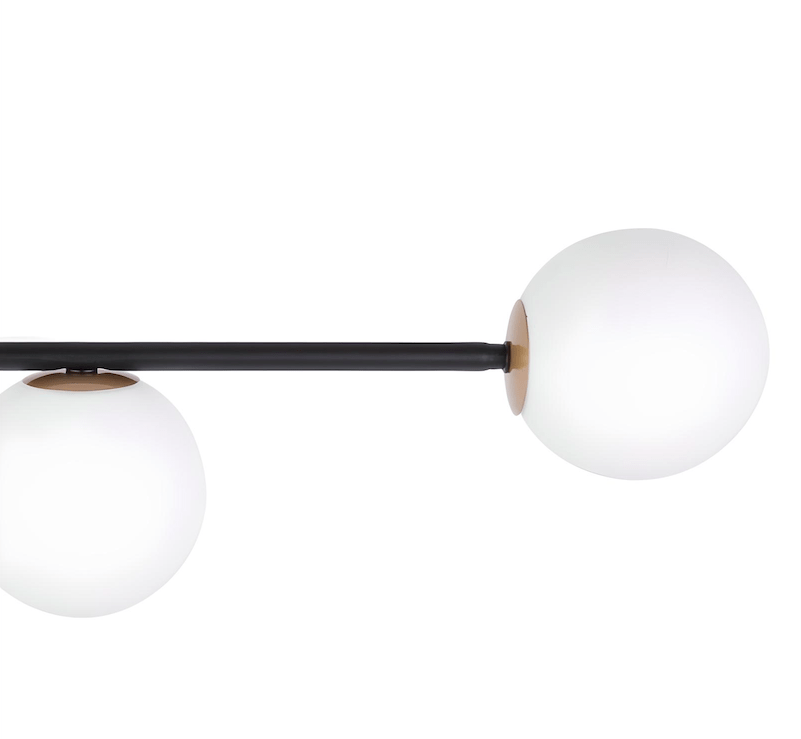 Czarny żyrandol Glowspire 5 z mlecznymi szklanymi kloszami